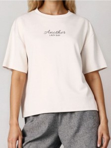 Koszulka z napisem - kremowy