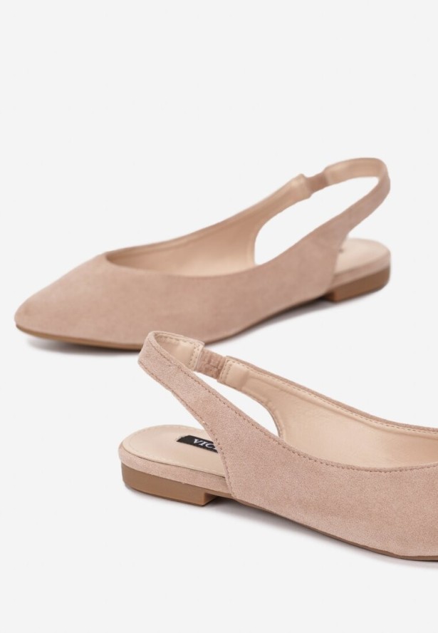 Różowe Pudrowe Sandały Slingback z Noskiem w Szpic Arrilla