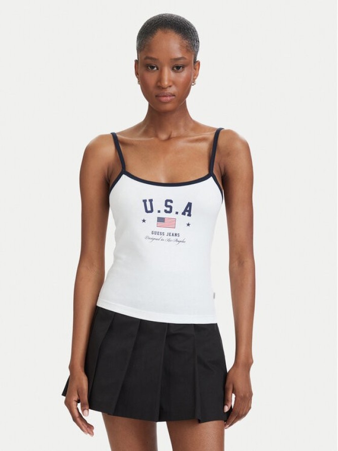 Guess Jeans Top W6YP20 K4202 Biały Slim Fit