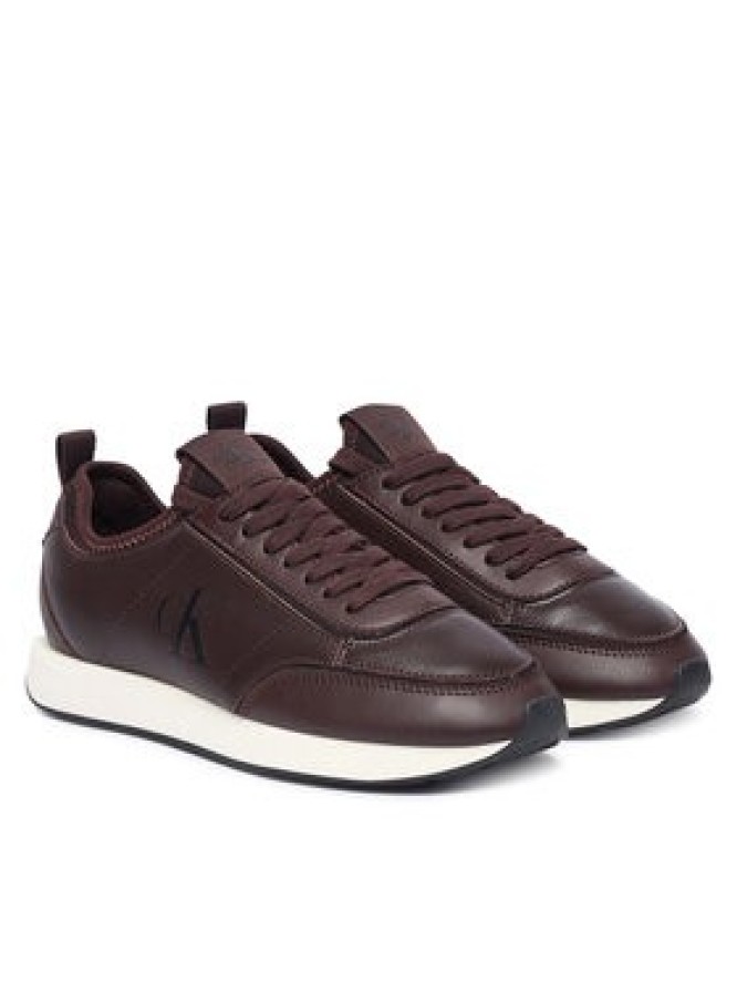 Calvin Klein Sneakersy Retro Runner Sock Panl Lth Neo HW0HW03118 Bordowy