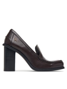 Tommy Hilfiger Półbuty Square Toe Heeled Loafer FW0FW09493 Brązowy ciemny