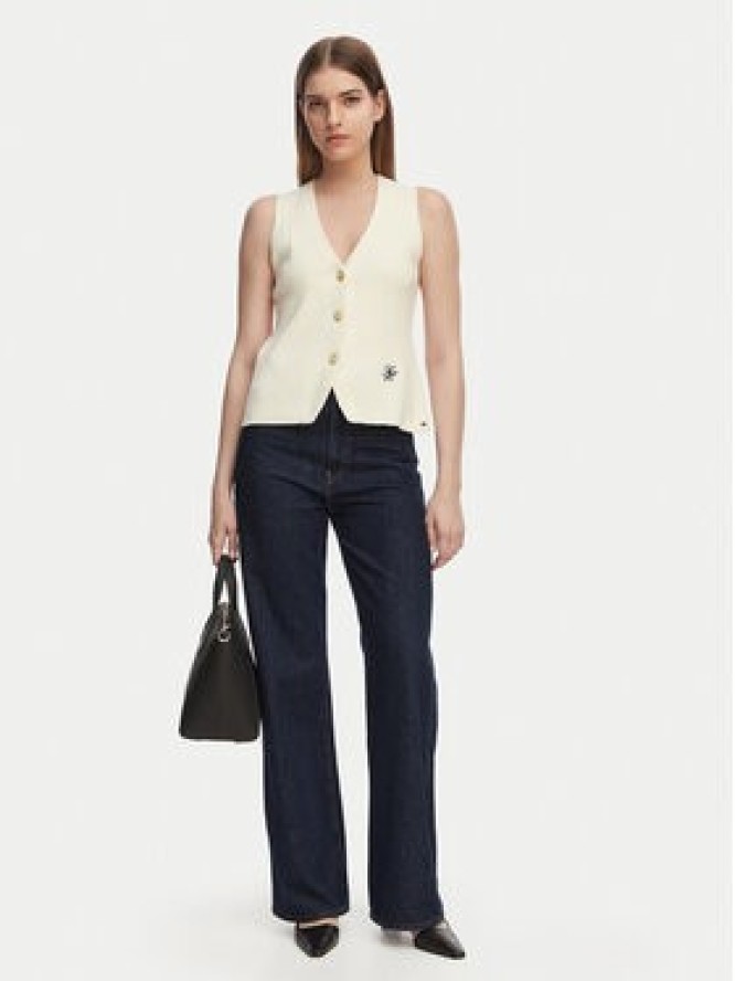 Tommy Hilfiger Top WW0WW49707 Beżowy jasny Slim Fit