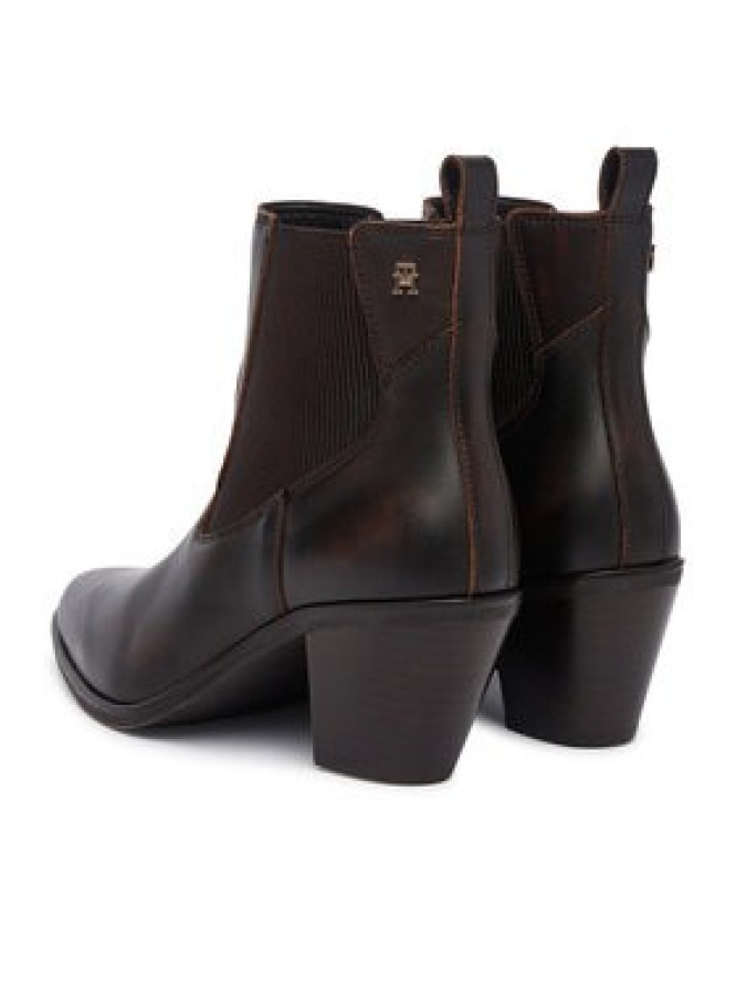 Tommy Hilfiger Botki Leather Western Chelsea Boot FW0FW09582 Brązowy