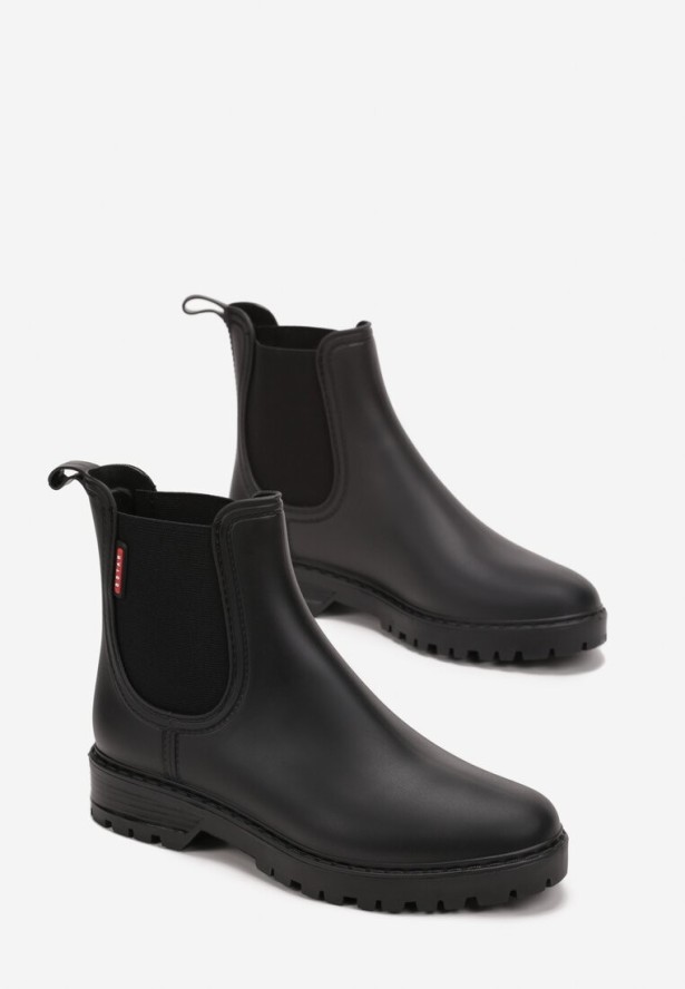 Czarne Kalosze za Kostkę z Elastycznymi Wstawkami Daelira