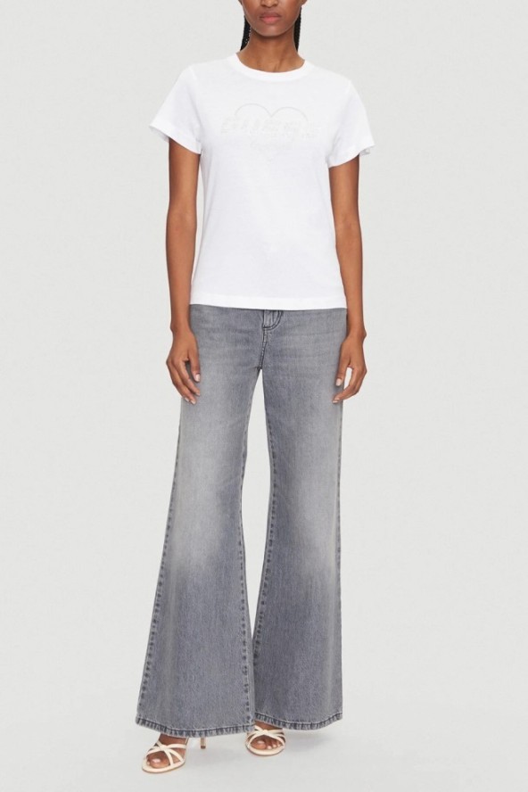 GUESS Biały damski t-shirt Narciso, Rozmiar L