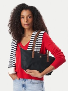 Tommy Hilfiger Torebka Popette East West Tote AW0AW19211 Czarny