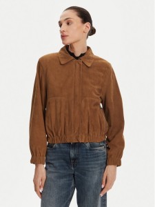 Serge Pariente Kurtka skórzana Clothilde Vs Brązowy Regular Fit