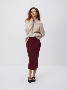 Spódnica midi z wiskozą - bordowy