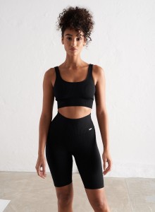Damskie kolarki prążkowane, bezszwowe, z wysokim stanem, squat proof czarne