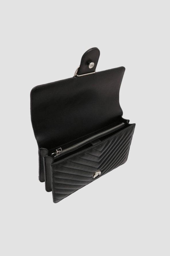 PINKO Czarna listonoszka damska ze srebrnymi okuciami Love One Classic