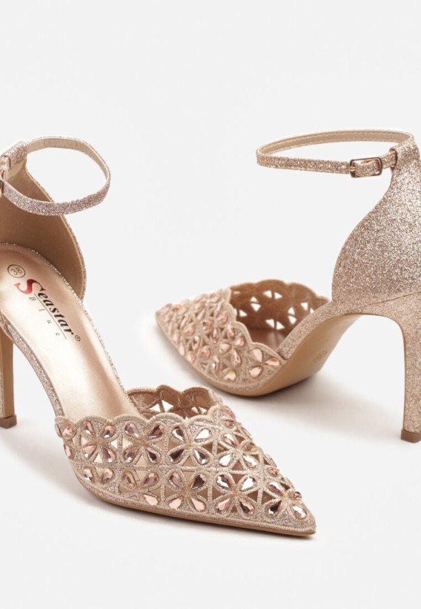 Szampańskie Ażurowe Szpilki z Cyrkoniami Nurissa