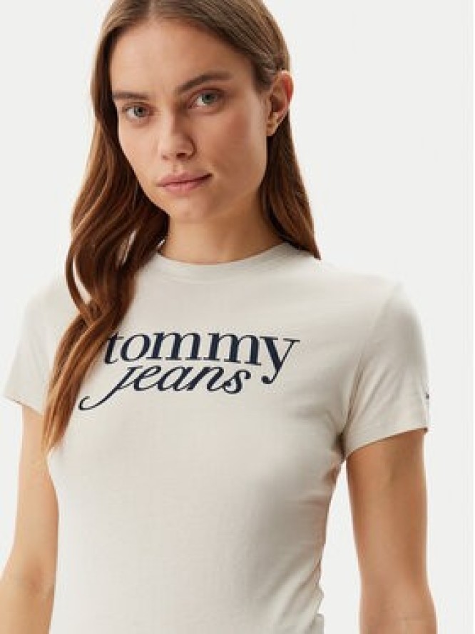 Tommy Jeans T-Shirt Essential DW0DW19447 Beżowy Slim Fit