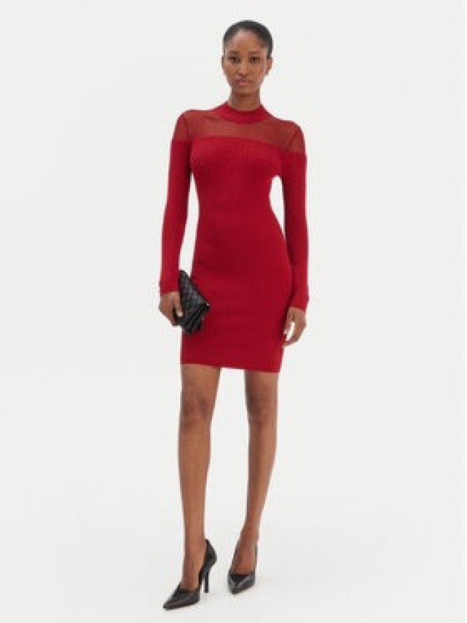 Guess Sukienka dzianinowa W6RK98 Z2YJ2 Czerwony Slim Fit