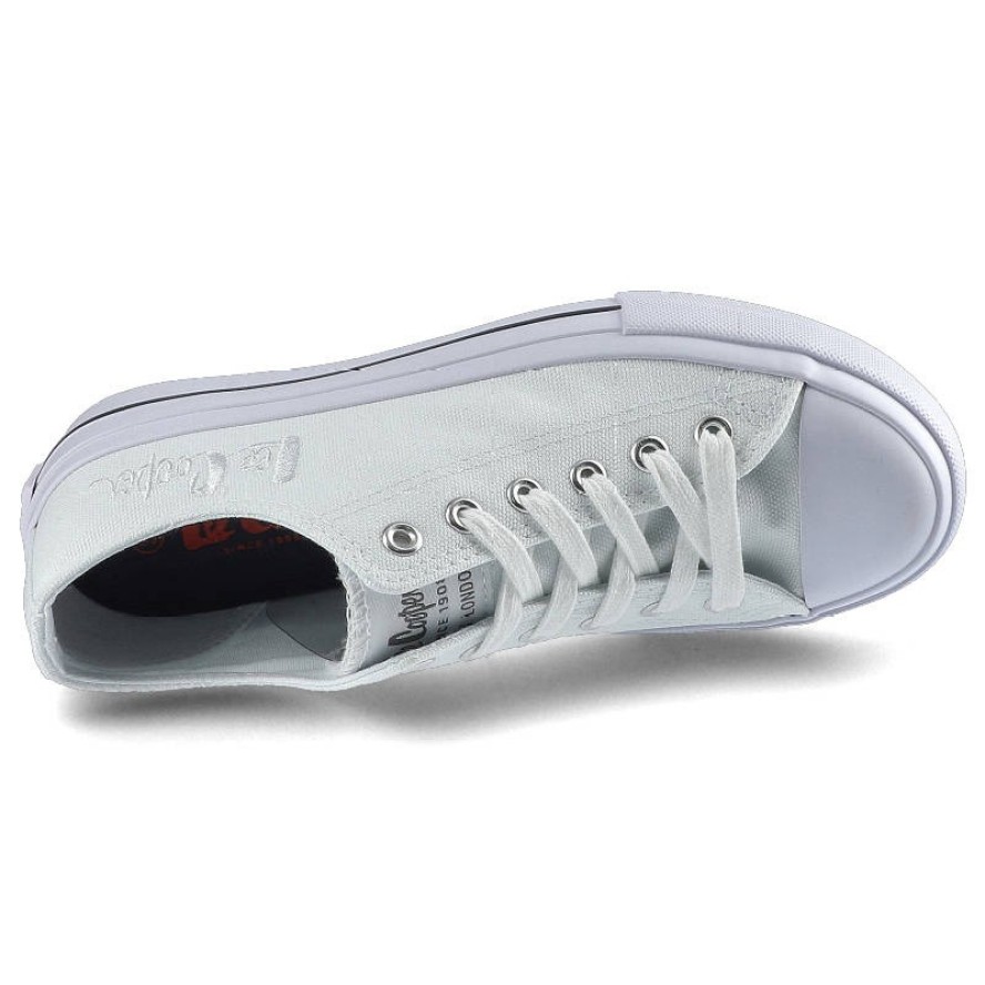 Trampki damskie Lee Cooper, sznurowany fason cholewka tekstylna płócienna niska cholewka przed kostkę gruba platformowa podeszwa gumowy nosek ochronn