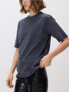 T-shirt ze strasem - ciemnoszary