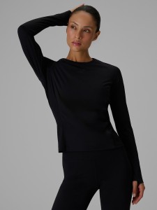 4F Longsleeve do jogi slim szybkoschnący damski - czarny XS