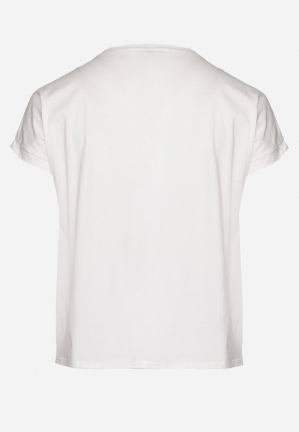 Biały T-shirt z Bawełny o Kroju Nietoperza z Metalicznym Nadrukiem Olisenia