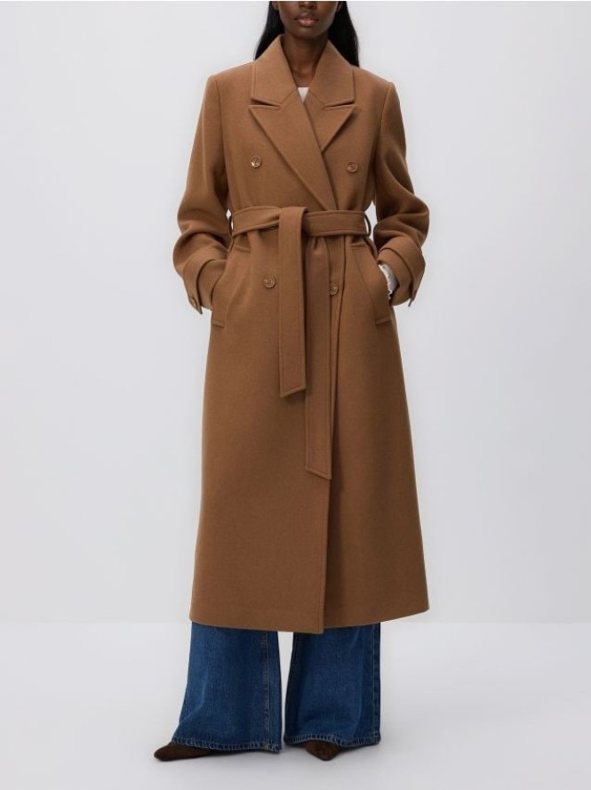 Płaszcz z wełną - beżowy