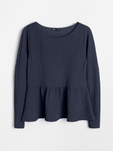 Bluzka z ozdobnymi falbanami - granatowy