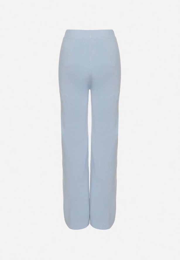 Niebieskie Spodnie z Wiskozą o Szerokim Kroju Erariela
