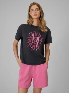 T-shirt relaxed z nadrukiem damski 4F 4FRSS26TTSHF4517