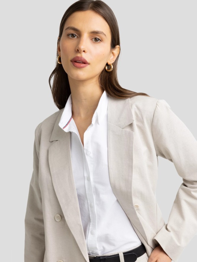 Marynarka damska z dodatkiem lnu beżowa Marylia 800