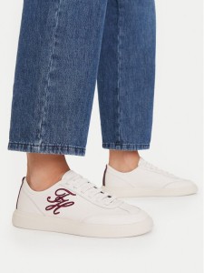 Tommy Hilfiger Sneakersy Th Icon Court Script Premium FW0FW09604 Kremowy