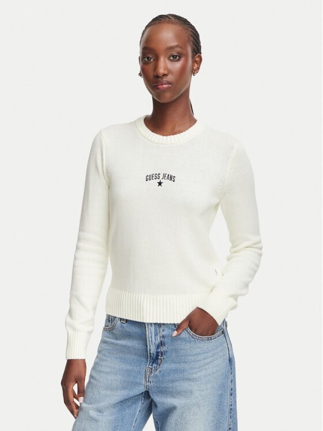 Guess Jeans Sweter W6YR40 Z1074 Kremowy Regular Fit