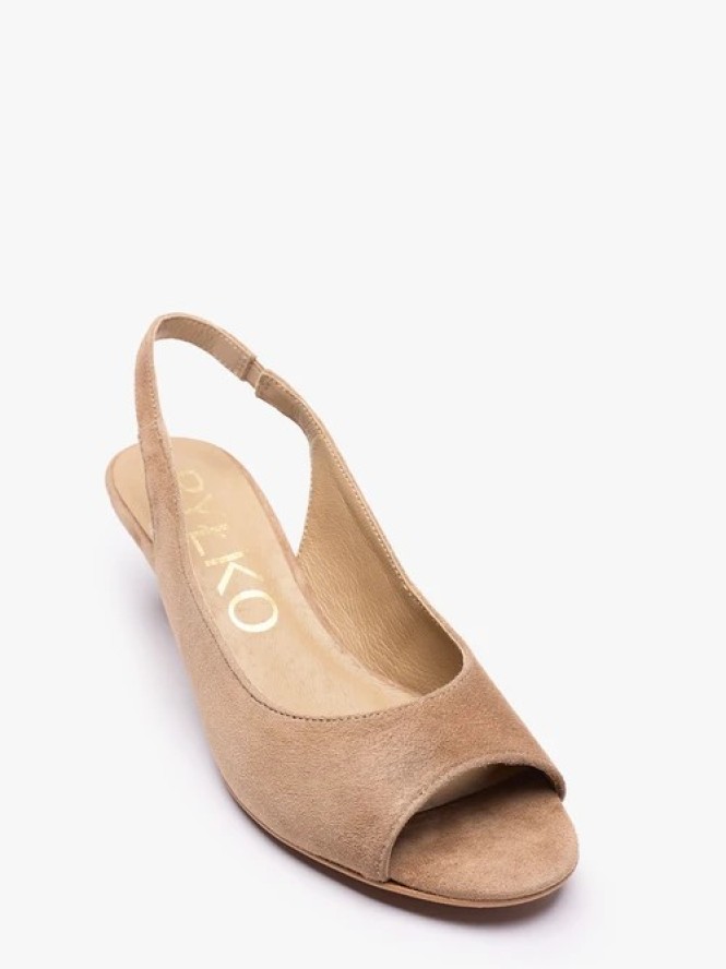 Jasnobrązowe czółenka slingback