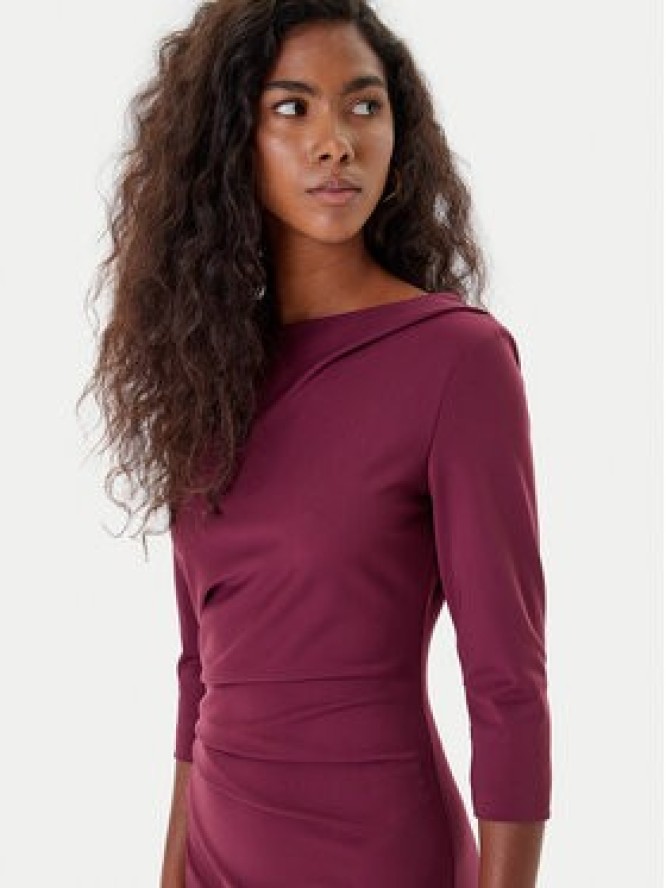 Rinascimento Sukienka koktajlowa CFC0126154003 Bordowy Slim Fit