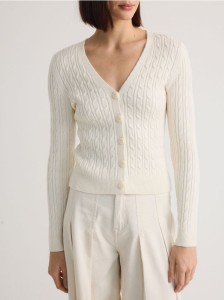 Strukturalny kardigan z wiskozą - kremowy