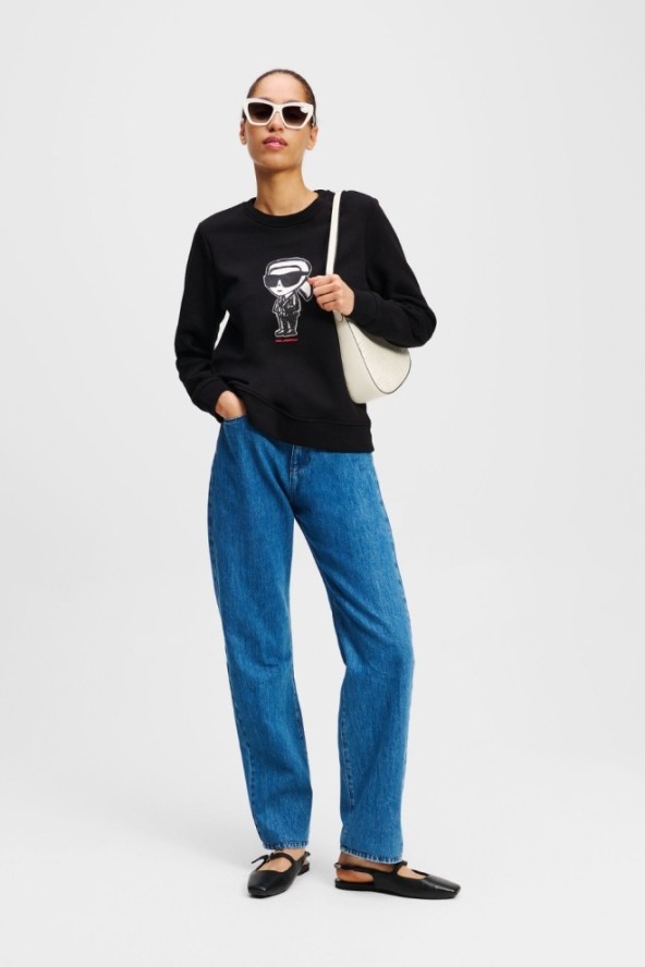 KARL LAGERFELD Czarna damska bluza Ikon Sketch, Rozmiar M