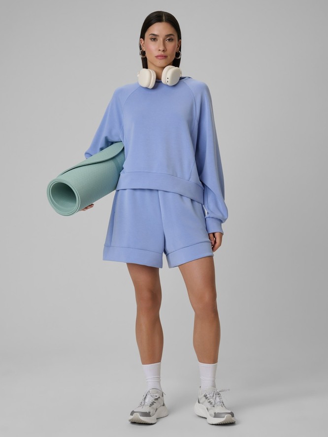 4F Bluza dresowa regular z kapturem damska - granatowa M