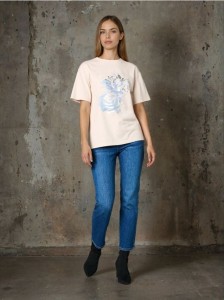 Jeansy straight mid waist - granatowy