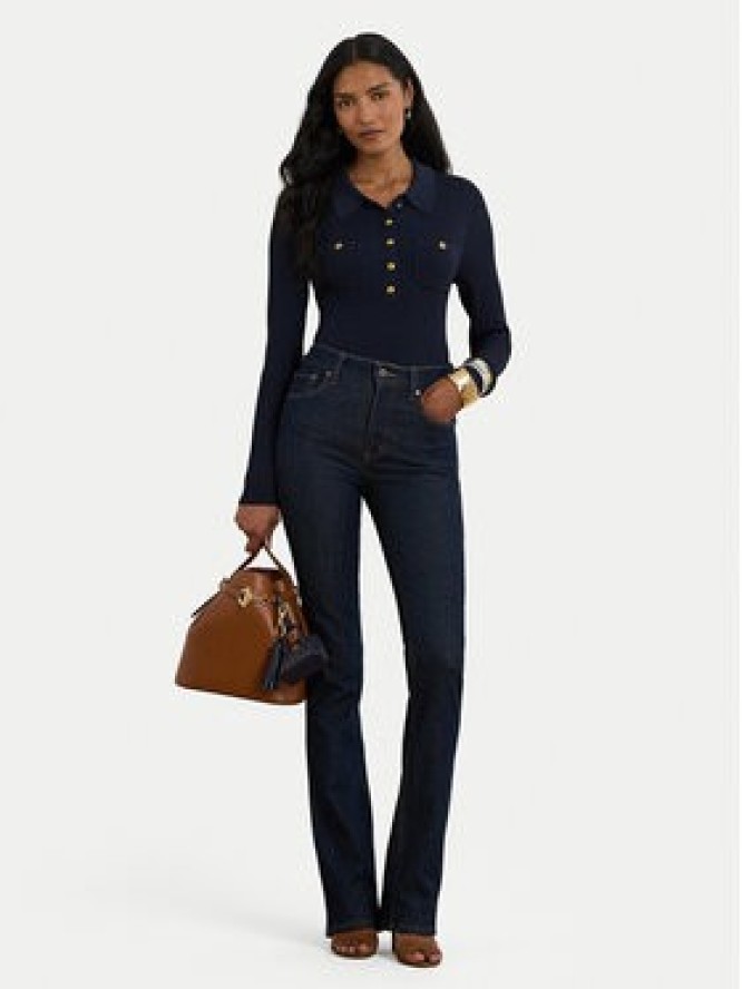 LAUREN RALPH LAUREN Sweter 200P03459001 Granatowy Slim Fit