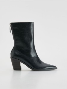 Skórzane botki - czarny