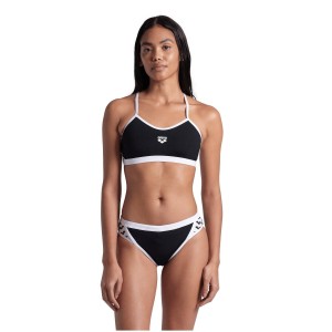 Arena Bikini Icons Cross Back Solid Zwart/Wit