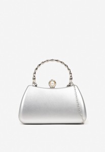 Srebrna Torebka Typu Kopertówka z Ozdobną Rączką Fesiria