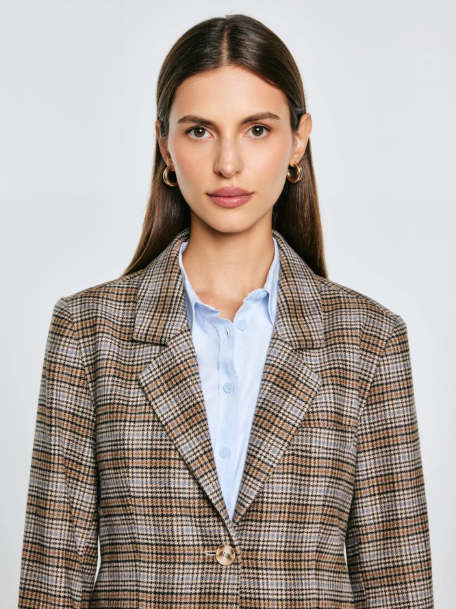 Marynarka damska z dodatkiem wełny w kratę Stilla 000