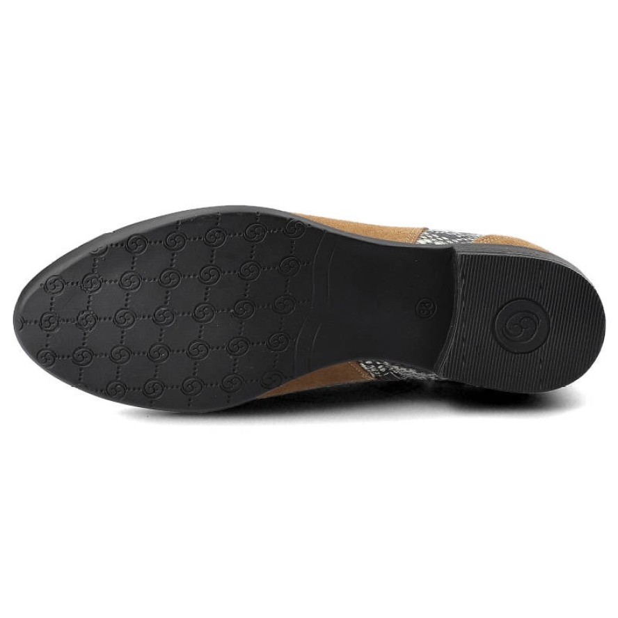 Brązowe Botki Carinii Damskie Wygodne Obuwie