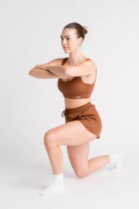 Szorty LOEWI prążkowane, miękka bawełna 450 g/m² – brązowy