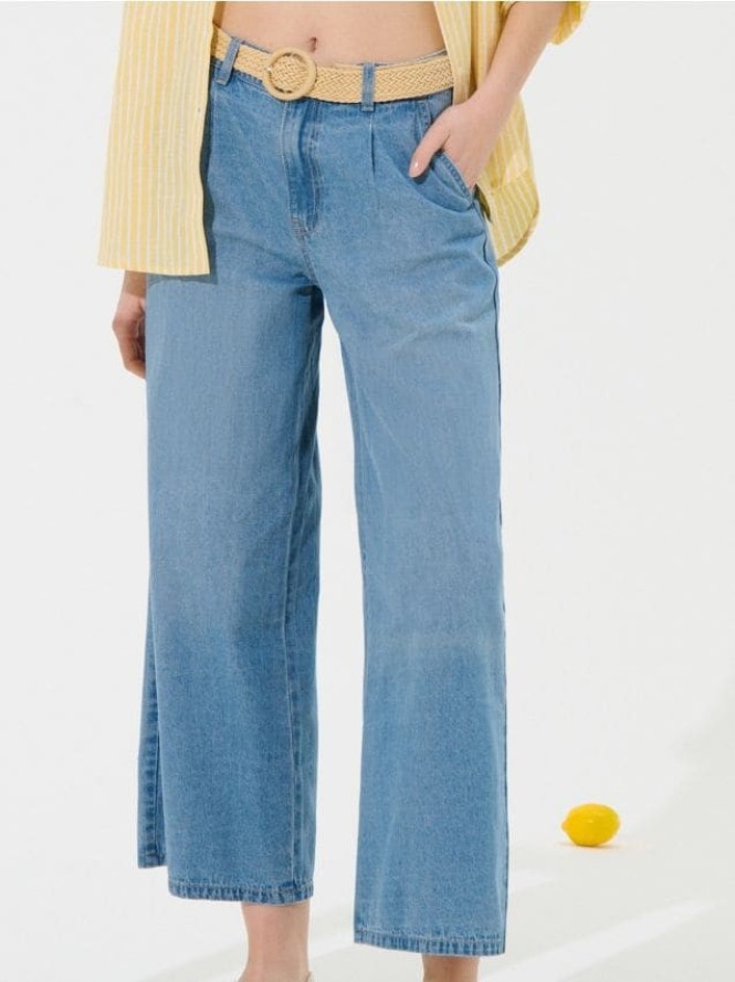 Spodnie jeansowe culotte - niebieski