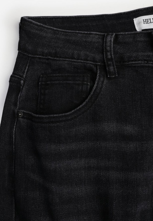 Czarne Szerokie Jeansy Palazzo z Bawełną High Waist Zinnasira