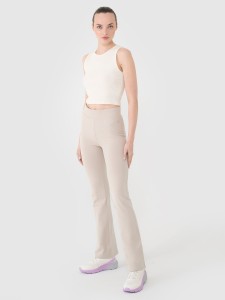 4F Legginsy z rozszerzanymi nogawkami damskie - beżowe XL