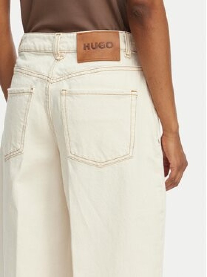 HUGO Jeansy Gimine_5 50561201 Écru Barrel Fit