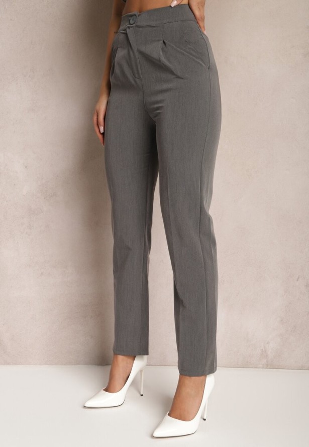 Szare Spodnie Garniturowe High Waist Zimara