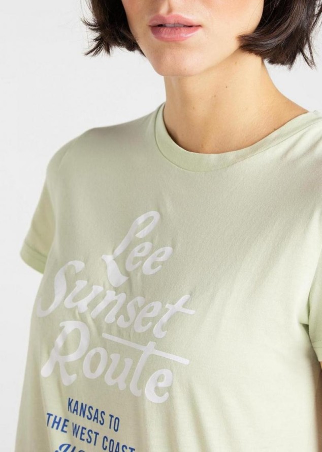 LEE GRAPHIC TEE DAMSKI T-SHIRT KOSZULKA NADRUK LOGO REGULAR FIT SUMMER GREEN L41AEPNK 112108854