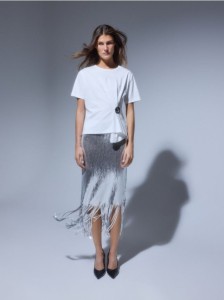 Cekinowa spódnica z frędzlami - srebrny