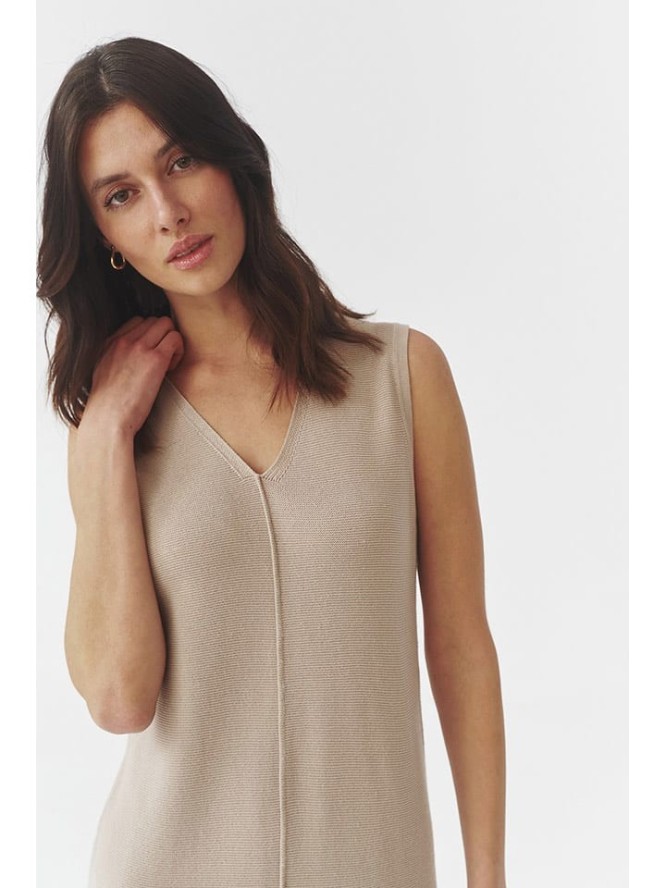 TATUUM Sukienka dzianinowa w kolorze beżowym rozmiar: S