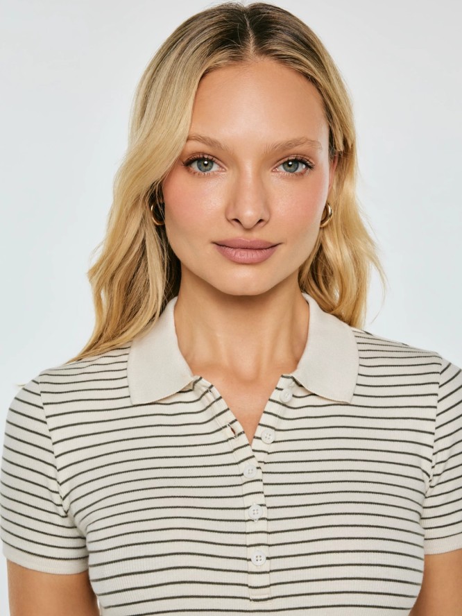 koszulka damska polo slim w paski perłowa rellma 103